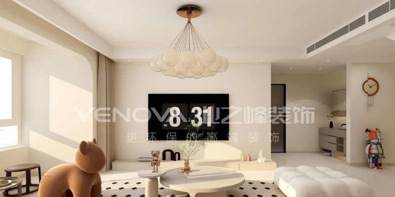 唐山润丰雅居190㎡现代奶油风上跃装修案例 - 业之峰打造温馨质感空间