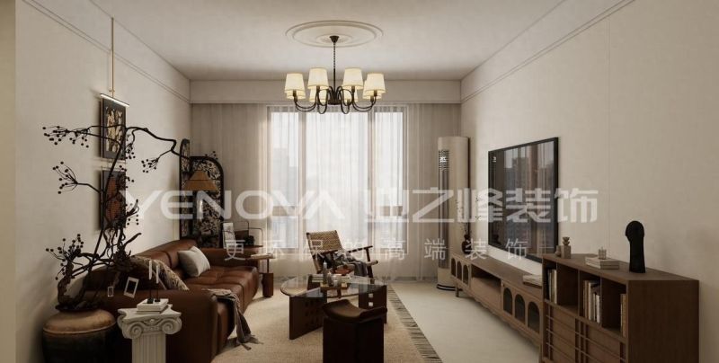 唐山恒大学庭120㎡中古风装修案例，业之峰打造复古美学空间