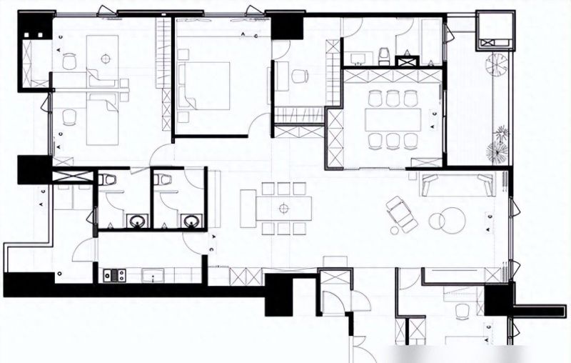 198㎡现代混搭风大平层，通透格局演绎沉静有光的品质生活