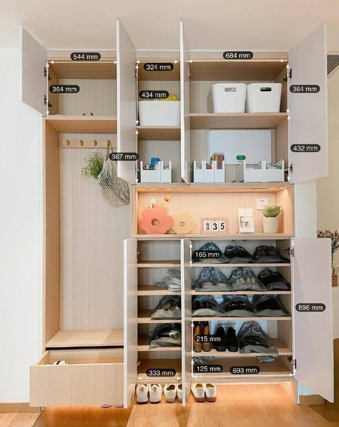 高颜值入户鞋柜设计，超级实用，附详细尺寸图 - 家居知识