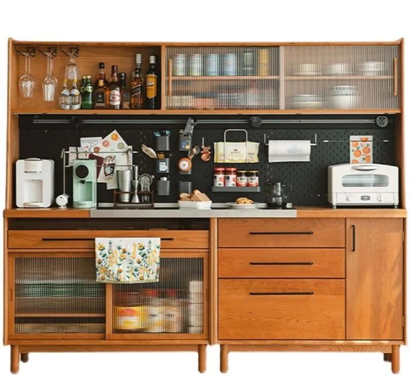 实木餐边洞洞北欧茶水客厅酒柜家用靠墙日式收纳厨房储物柜高柜 - 家居知识