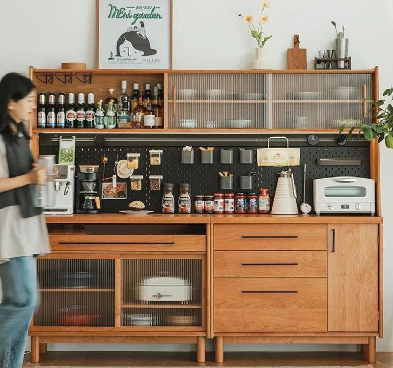 实木餐边洞洞北欧茶水客厅酒柜家用靠墙日式收纳厨房储物柜高柜 - 家居知识