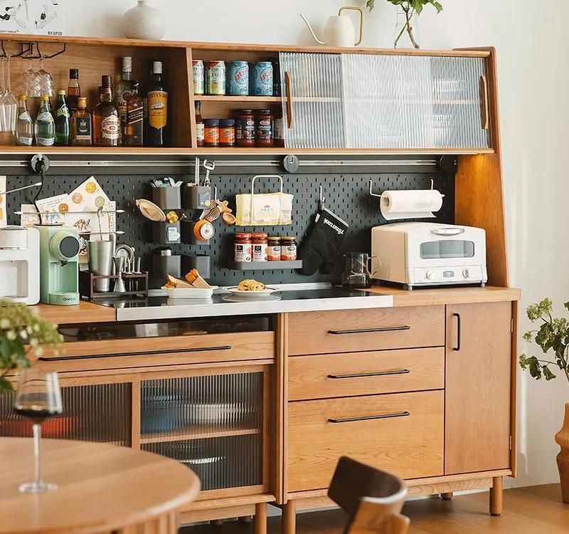 实木餐边洞洞北欧茶水客厅酒柜家用靠墙日式收纳厨房储物柜高柜 - 家居知识