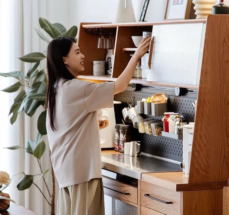 实木餐边洞洞北欧茶水客厅酒柜家用靠墙日式收纳厨房储物柜高柜 - 家居知识