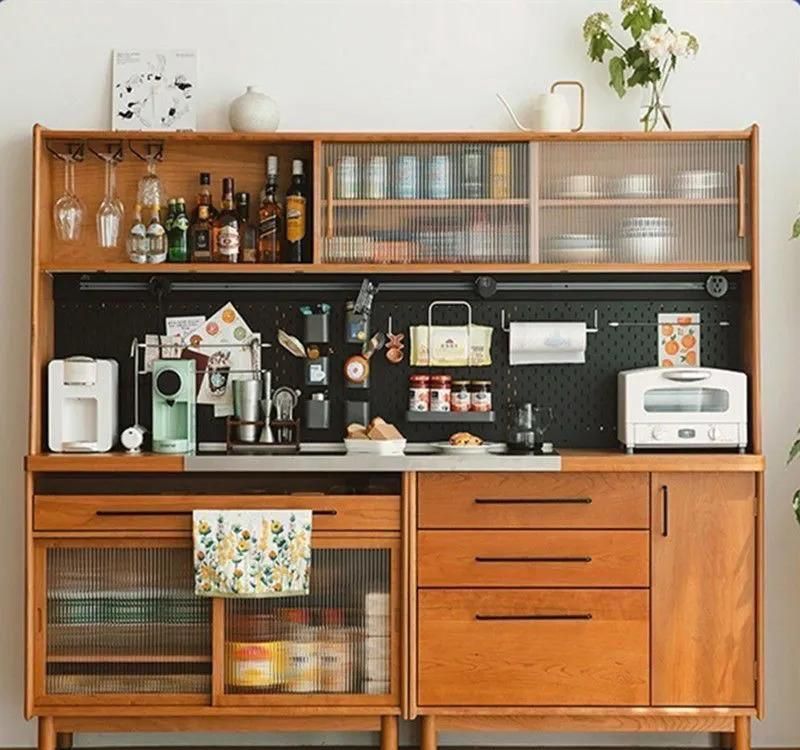 实木餐边洞洞北欧茶水客厅酒柜家用靠墙日式收纳厨房储物柜高柜 - 家居知识