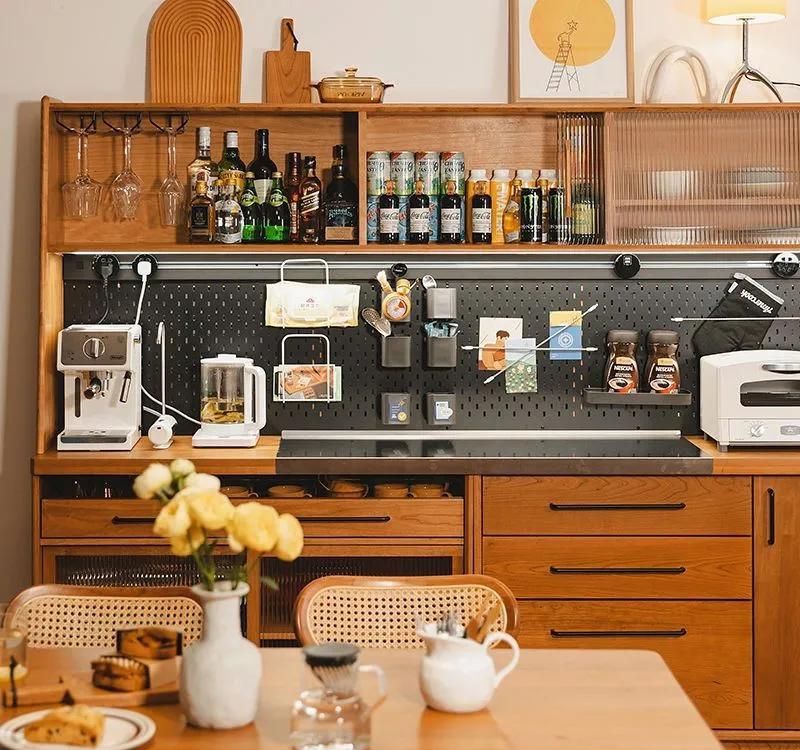 实木餐边洞洞北欧茶水客厅酒柜家用靠墙日式收纳厨房储物柜高柜 - 家居知识