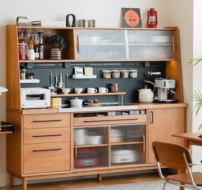 实木餐边洞洞北欧茶水客厅酒柜家用靠墙日式收纳厨房储物柜高柜 - 家居知识