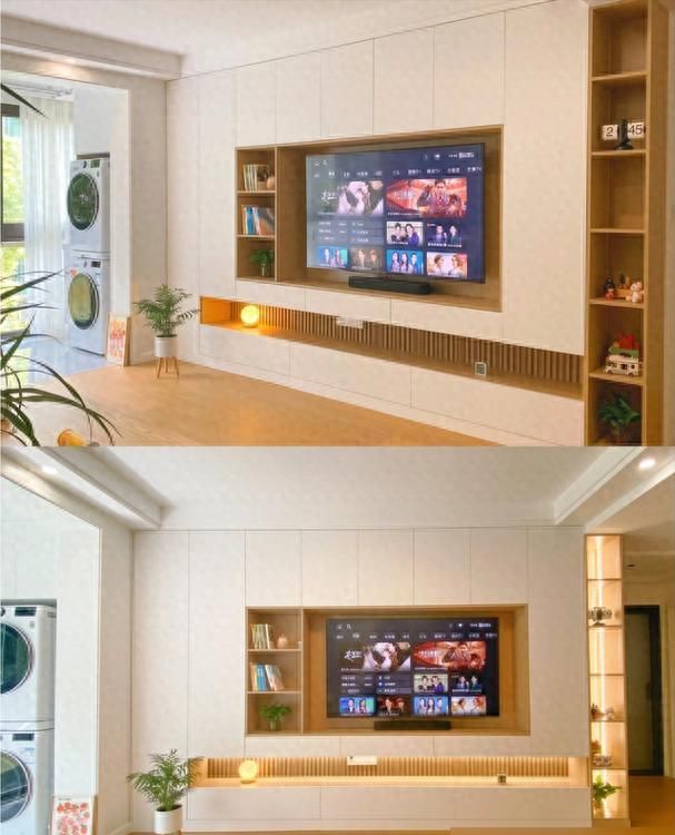 满墙电视柜实用案例，高颜值大储物，照着做就对了