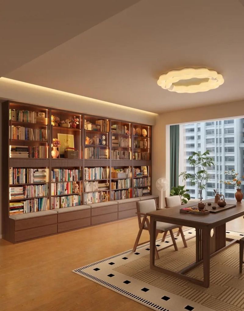 家庭书柜_满墙书柜客厅 - 家居知识