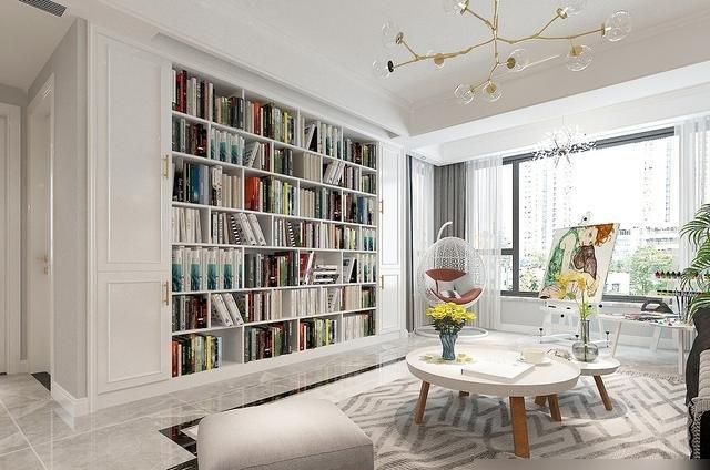 这对深圳夫妻有远见，取消传统电视墙，改作书柜，全屋充满书香气 - 家居知识
