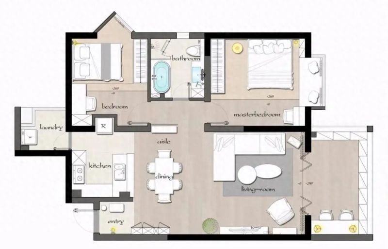 90㎡两居小户型，榻榻米阳台+超强收纳，空间利用满分！