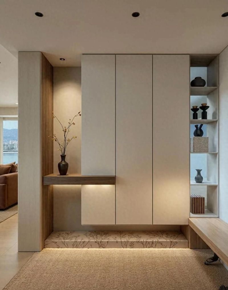 悬空柜与端景设计交织中古原木风，氛围感拉满的居家美学