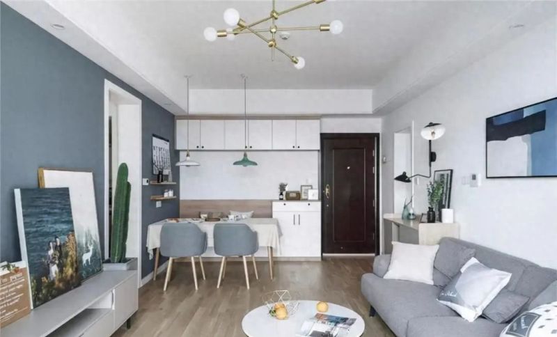 77㎡北欧风两居，蓝灰白配色+软装焕新，打造惬意生活空间