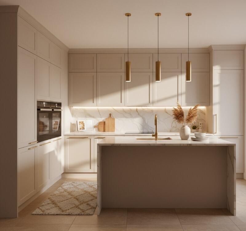 今天是现代奶油风厨房——奶咖配色 配金属拉手柔和灯光 氛围感拉满 - 家居知识