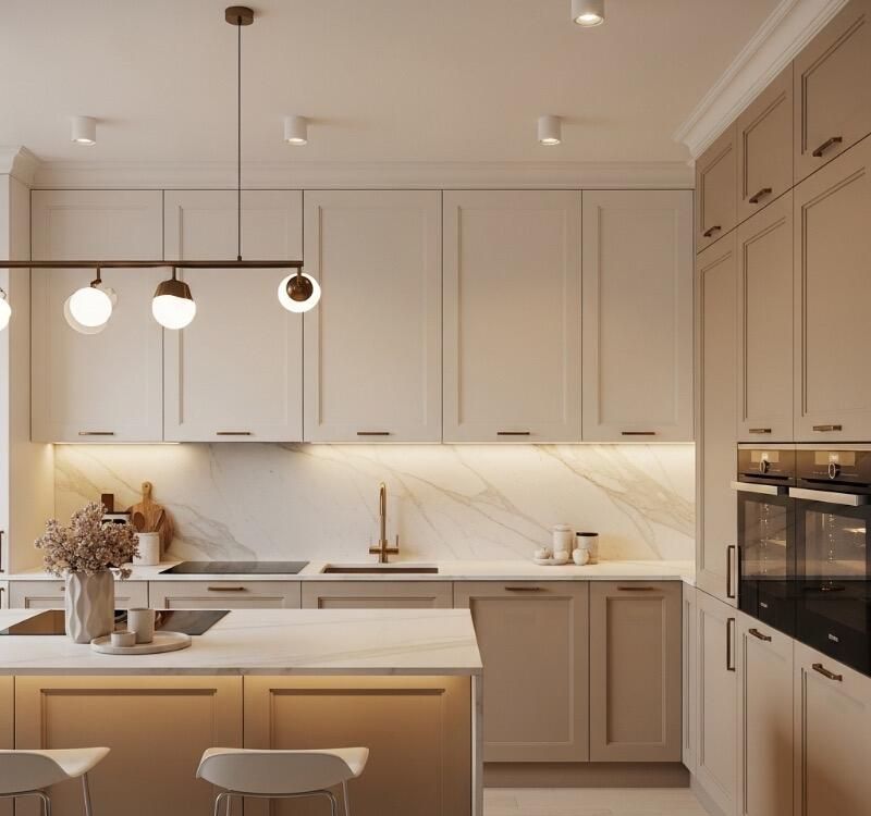 今天是现代奶油风厨房——奶咖配色 配金属拉手柔和灯光 氛围感拉满 - 家居知识