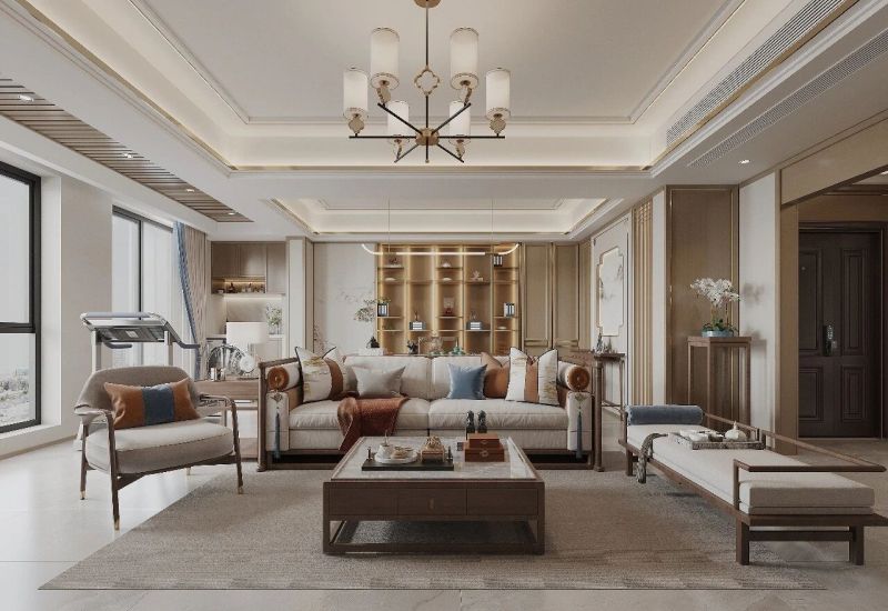 130㎡新中式风格装修：就连电梯间都打造的很韵味 - 家居知识