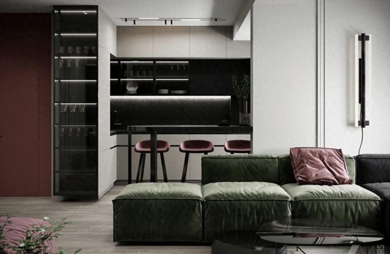 现代复古风，经典黑白色系碰撞红绿，打造别致格调