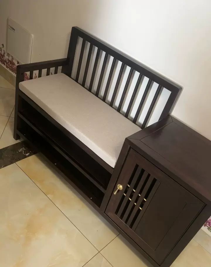 新中式实木收纳换鞋凳长条凳坐凳家用门口入户鞋柜一体鞋架玄关柜 - 家居知识