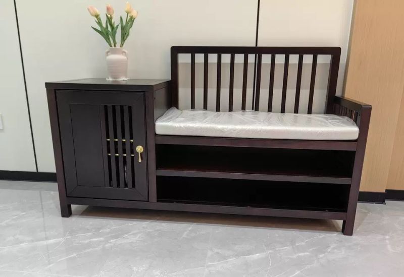 新中式实木收纳换鞋凳长条凳坐凳家用门口入户鞋柜一体鞋架玄关柜 - 家居知识