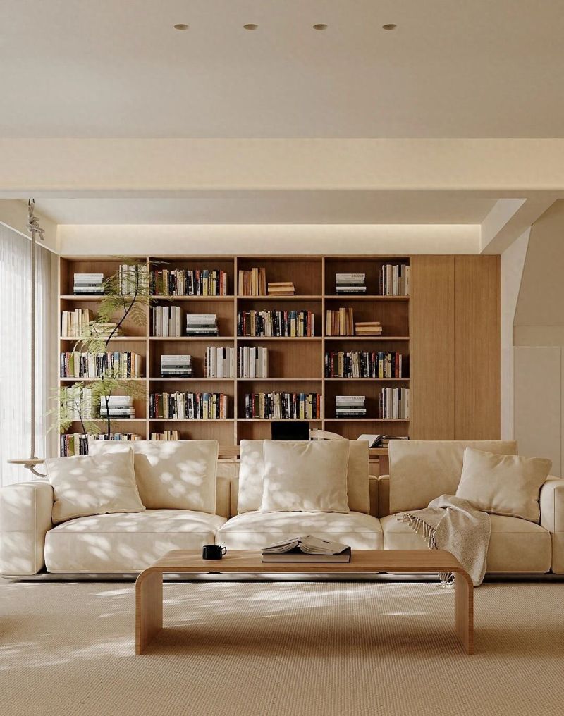 现代原木风书房，满墙书香与留白艺术，打造理想家居范本