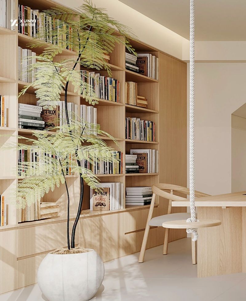 现代原木风，满墙书香，一方留白。这才是理想中家的样子 - 家居知识