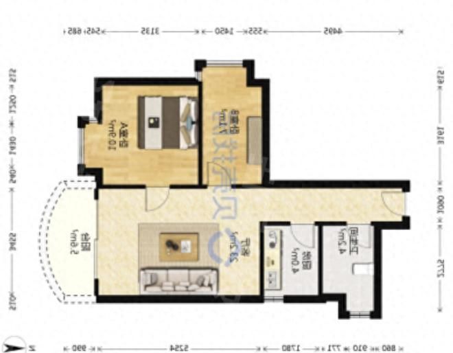 60㎡老破小逆袭中古风，巧用拱形元素化解梁柱难题