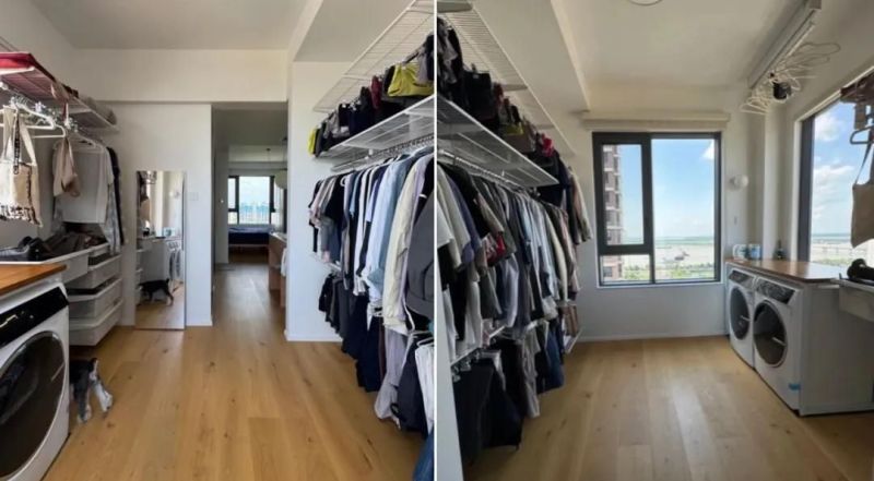 年轻人太会了！「洗烘机衣帽间一体化」设计，收纳力和颜值封神！ - 家居知识