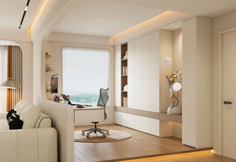 全友设计丨108㎡现代奶油风，客厅书房一体，小吧台让家超惬意！ - 家居知识