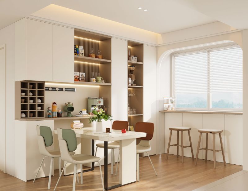 全友设计丨108㎡现代奶油风，客厅书房一体，小吧台让家超惬意！ - 家居知识