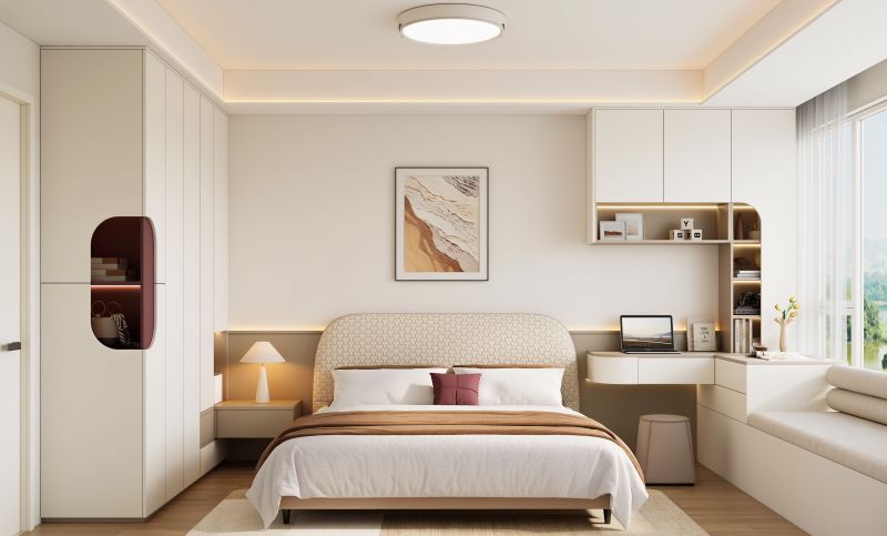 全友设计丨108㎡现代奶油风，客厅书房一体，小吧台让家超惬意！ - 家居知识