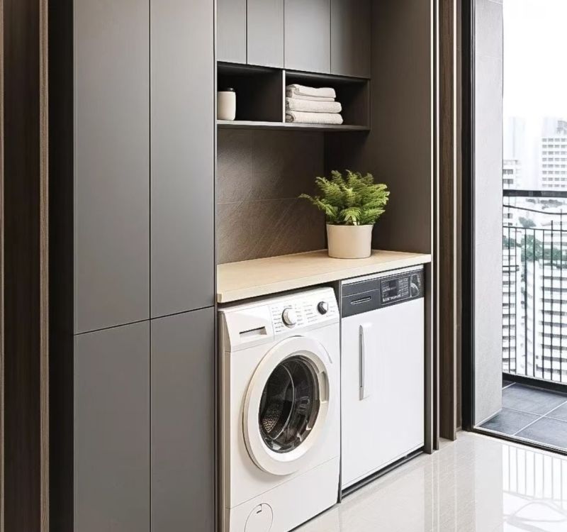卫生间搓衣蹲到腿麻，8㎡阳台装全铝洗衣柜后，洗刷都像拍治愈 - 家居知识