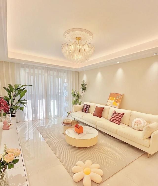 113㎡奶油风，温柔简约奶油系客厅，美到让人移不开眼 - 家居知识