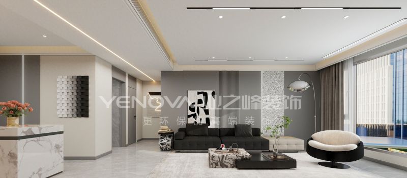 唐山国茂府140㎡现代极简风装修案例丨业之峰装饰打造品质生活