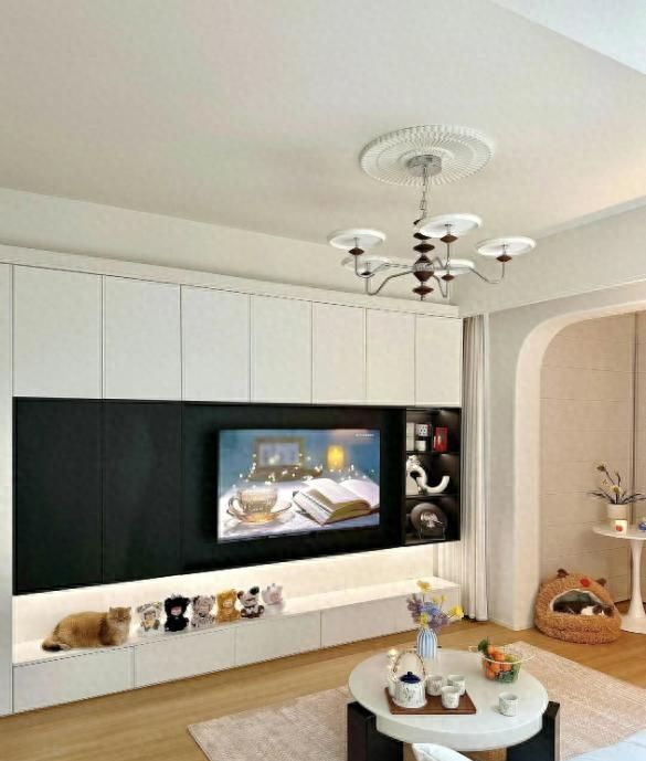 3.3米客厅打造满墙电视柜，小户型收纳扩容指南