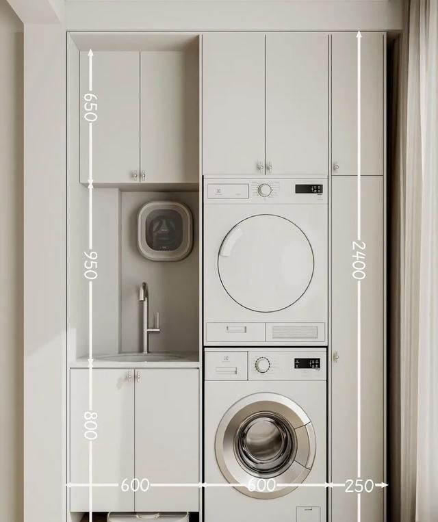 阳台洗衣机柜封神设计！8大功能+尺寸参考，收纳清洁一步到位 - 家居知识