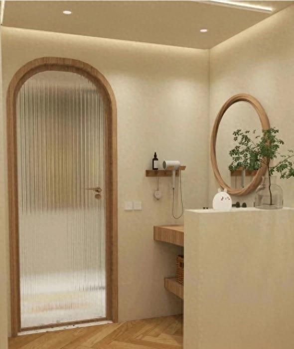 原木奶油风浴室无顶喷设计，简约高级感拉满！