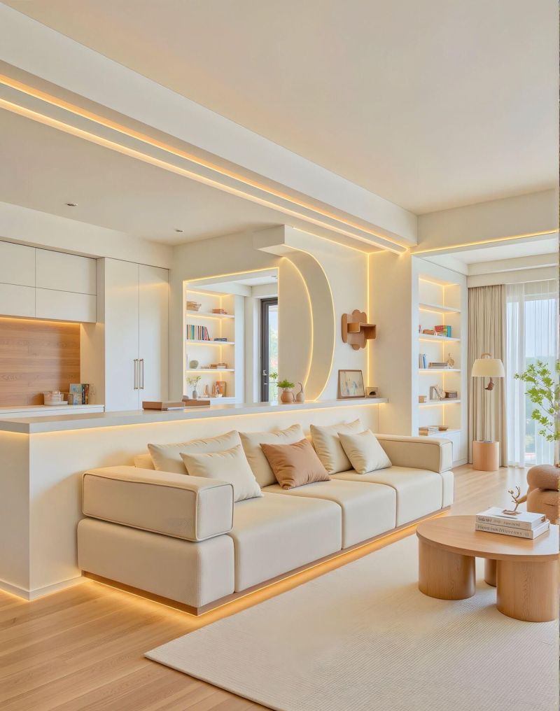 138平奶油风设计，客厅暖光氛围感拿捏了，收纳也超棒 - 家居知识