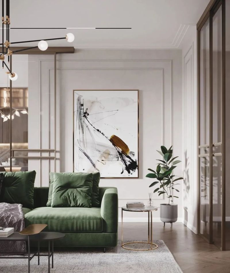 极简加轻奢感，金属与大理石的点缀，绿色带来几分慵懒。 - 家居知识