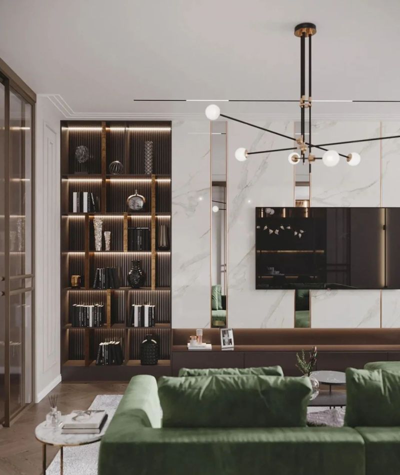极简加轻奢感，金属与大理石的点缀，绿色带来几分慵懒。 - 家居知识