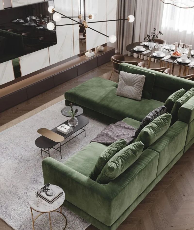 极简加轻奢感，金属与大理石的点缀，绿色带来几分慵懒。 - 家居知识