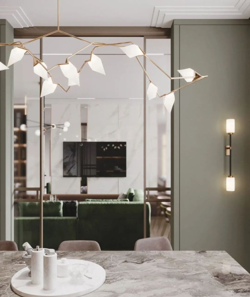 极简加轻奢感，金属与大理石的点缀，绿色带来几分慵懒。 - 家居知识