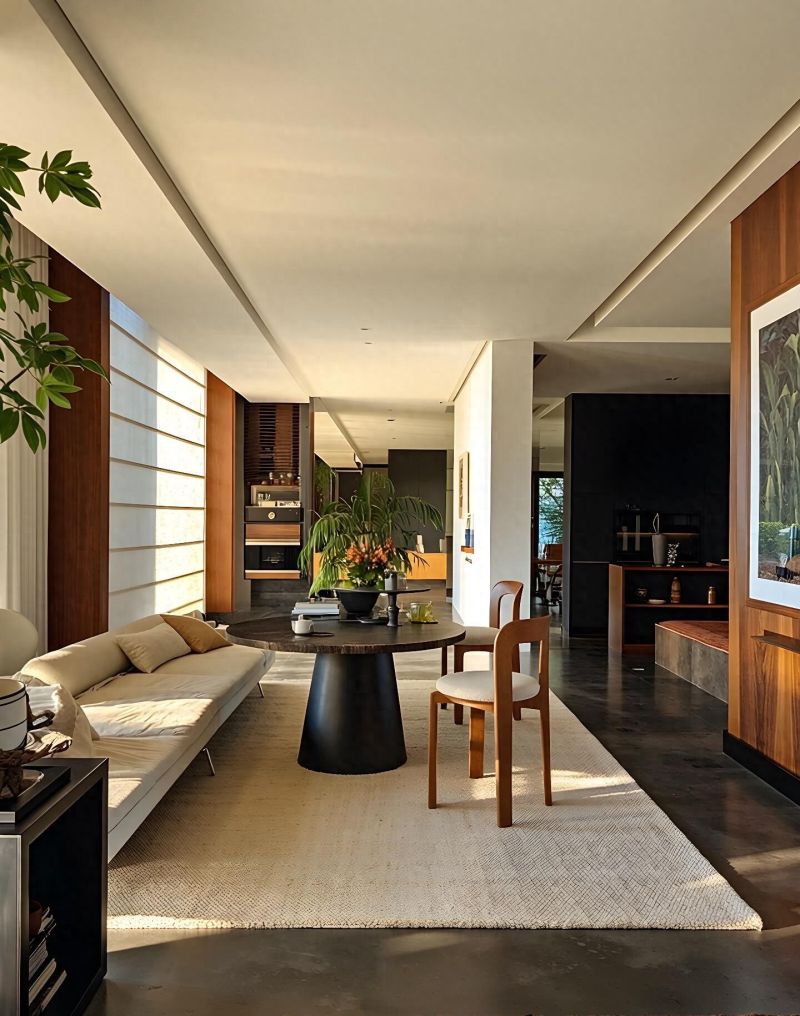 加州阳光与现代侘寂碰撞！这个客厅把松弛感装进了每一寸空间