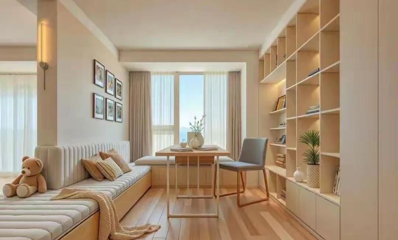 奶油原木风｜次卧改开放式书房，美到心坎 - 家居知识