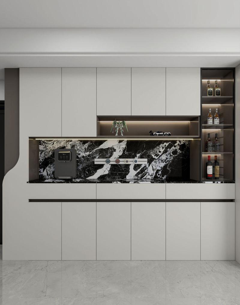 黑白岩板餐边柜，高级感狠狠拿捏 - 家居知识