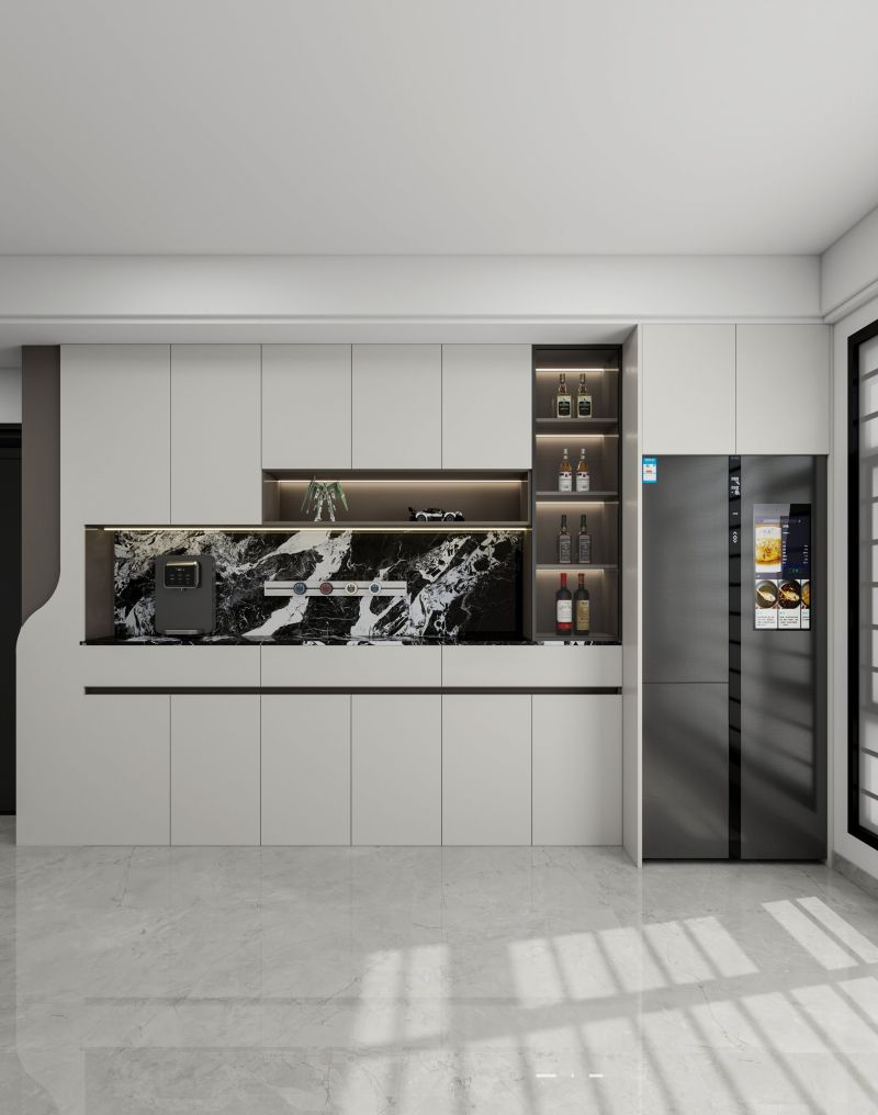 黑白岩板餐边柜，高级感狠狠拿捏 - 家居知识