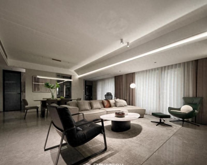 国悦府280㎡现代简约风，肌理与松弛的完美平衡