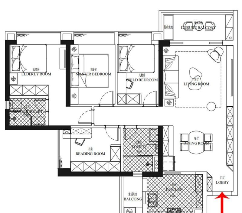 设计新作：119㎡中古风三居室，斜切柜设计，书房+衣帽间一体化，颜值与实用征服了三代人 - 家居知识