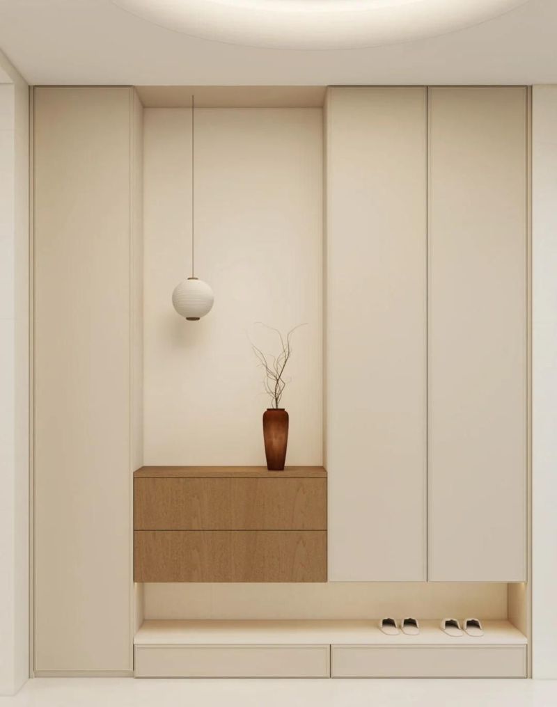 入户第一眼就治愈！9款原木奶油风玄关，配色布局细节全说清 - 家居知识