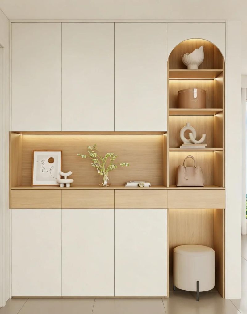 入户第一眼就治愈！9款原木奶油风玄关，配色布局细节全说清 - 家居知识