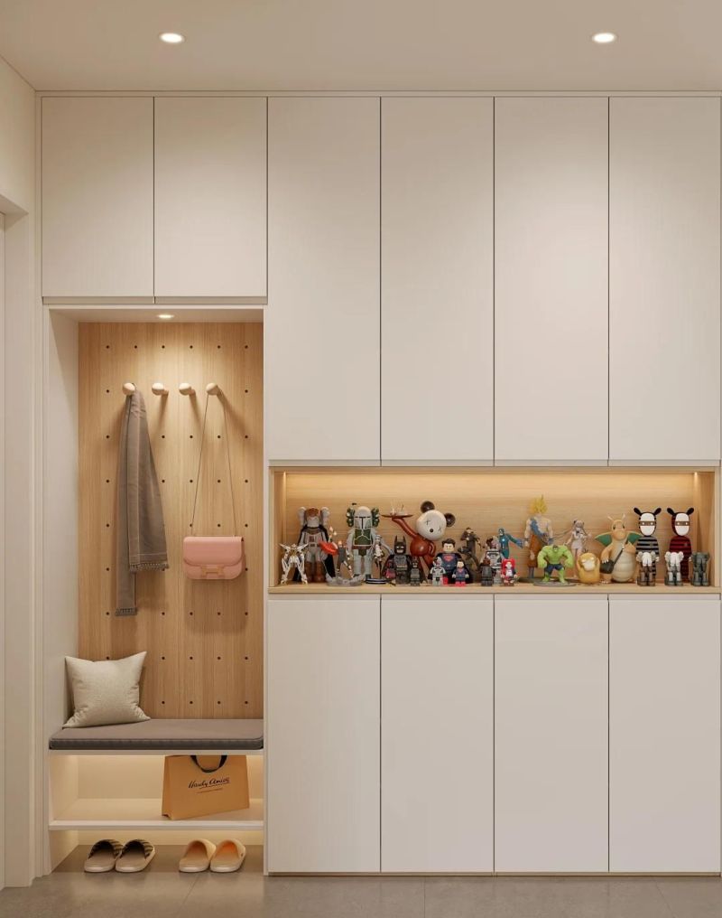 入户第一眼就治愈！9款原木奶油风玄关，配色布局细节全说清 - 家居知识